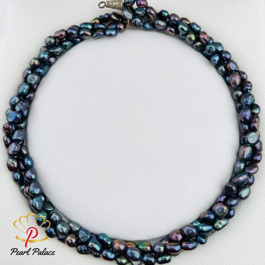 Ocean Depths_ Freshwater Pearl 3 Layer Pearl Necklace