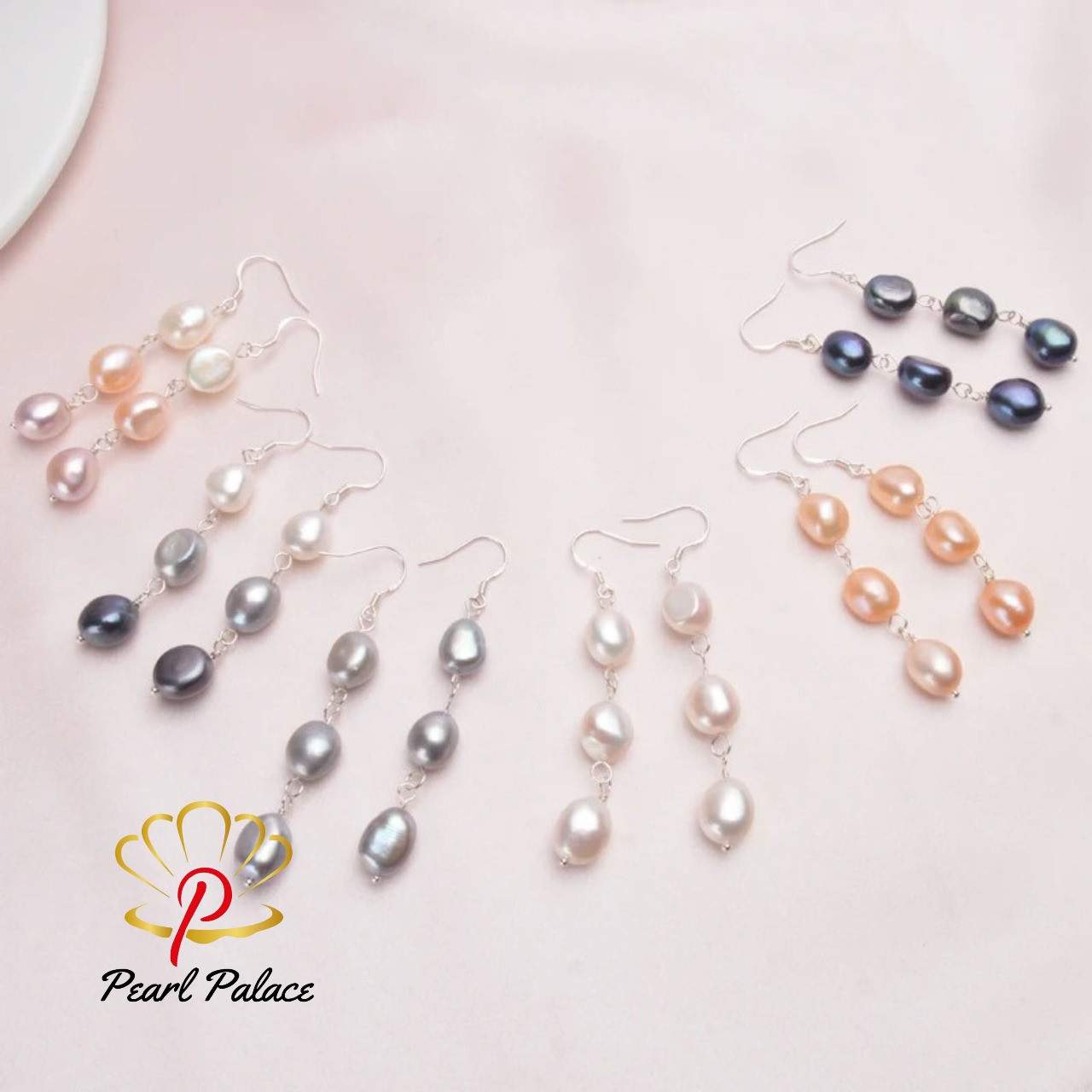 Natural Baroque Pearl 925 Sterling Silver Long Earrings For Women Black freshwater pearl Handmade drop earring