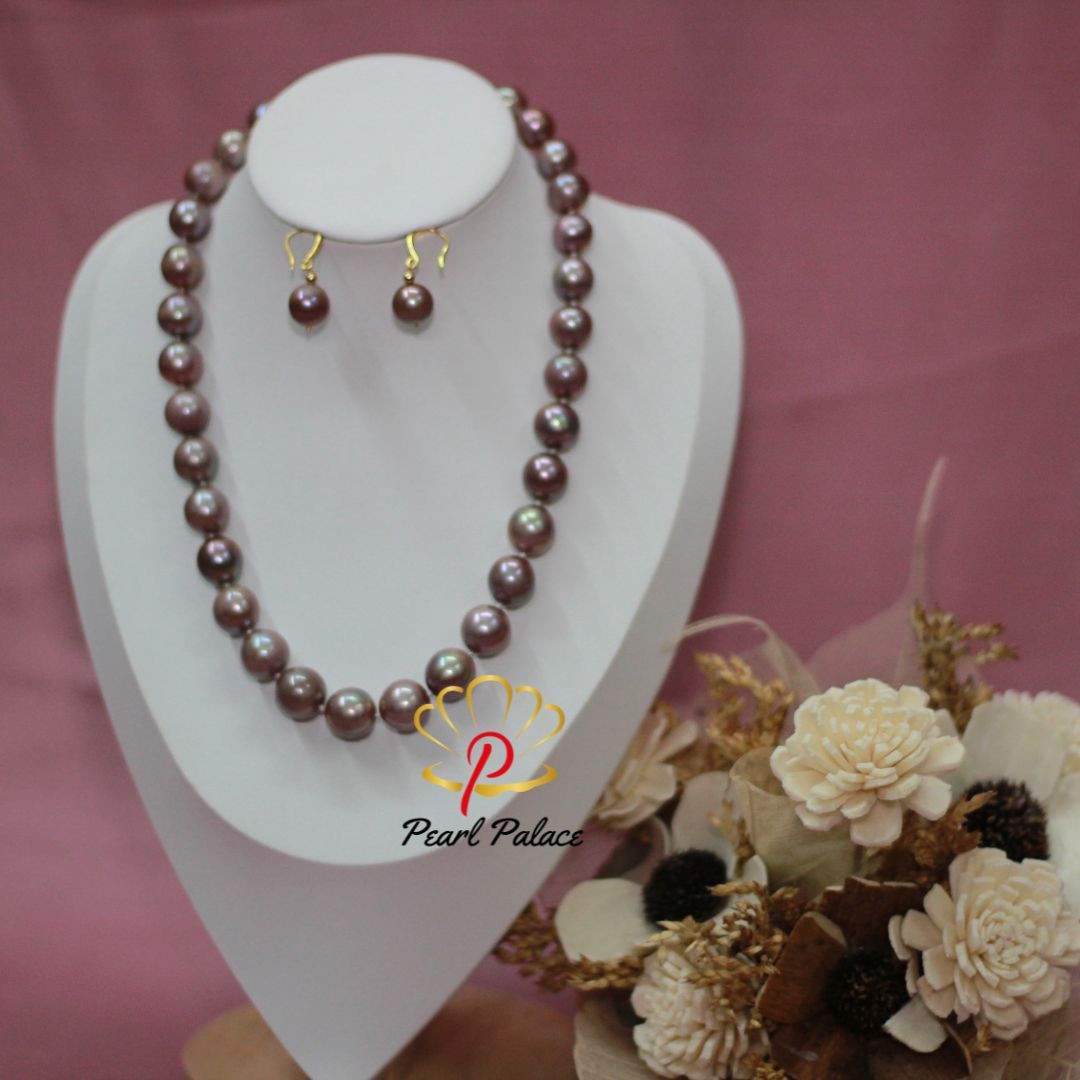 South Sea Pearl Purple Color Necklace Set